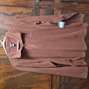 Eddie Bauer Men's 1/4 Zip Up Fleece Long Sleeves Top In Rust